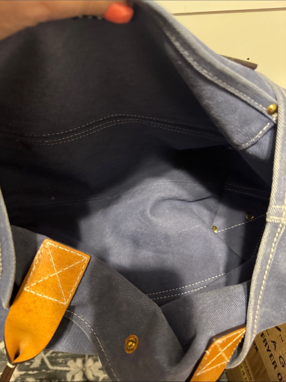 J.Crew Montauk canvas tote with Tan Leather Handles - Picture 3 of 3